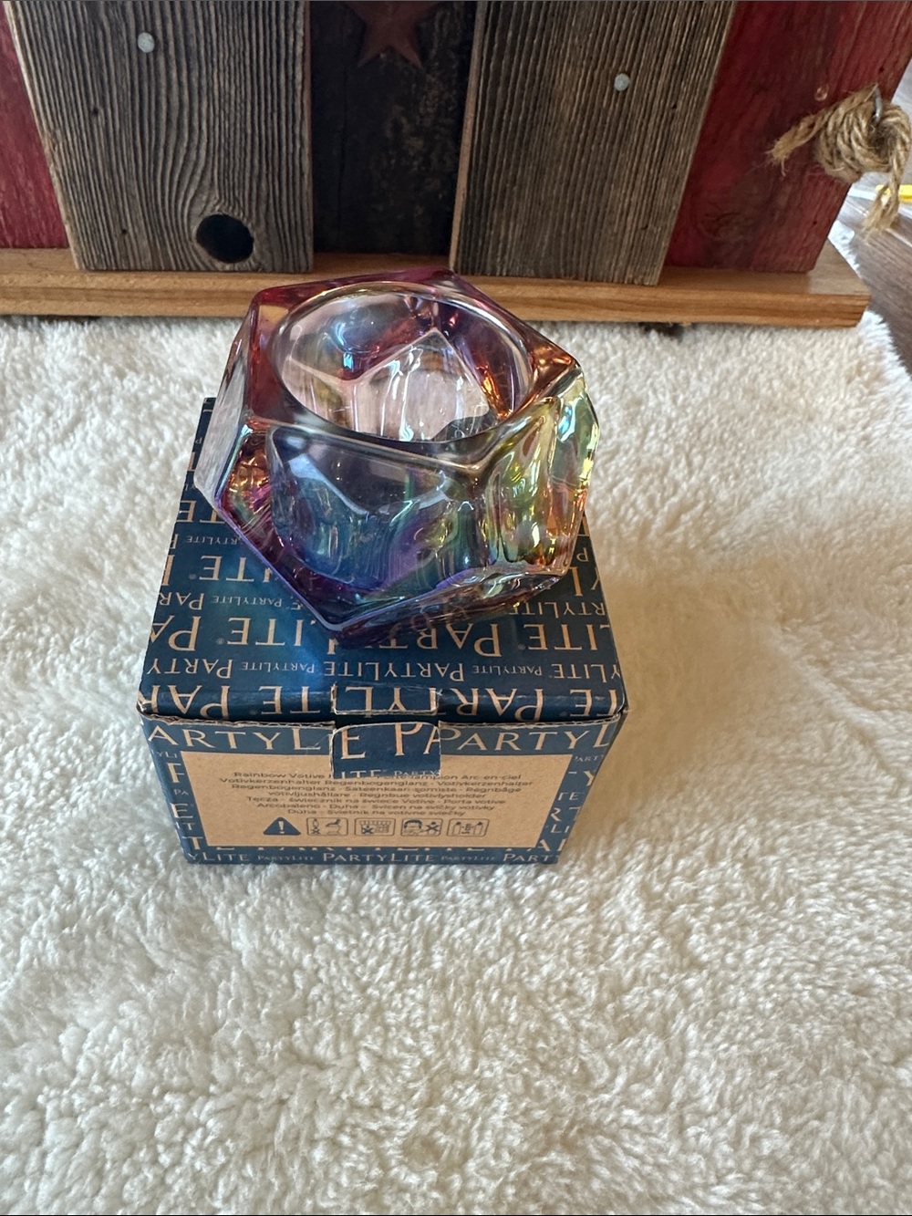 PartyLite Rainbow Votive Holder - Iridescent Multi-Color